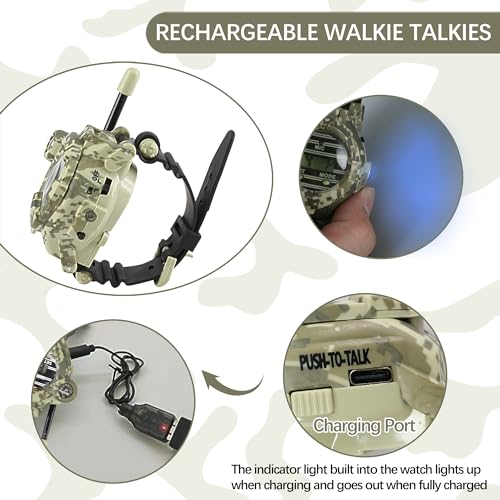 7-in-1 Rechargeable Walkie Talkie Spy Watch Army Toys