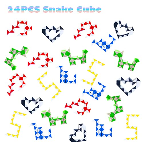 24 Pack Fidget Snake Cube Puzzle Toys