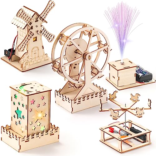 5-in-1 STEM Wood Building Kits for Kids