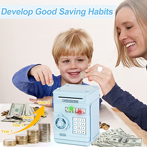 Refasy Electronic Piggy Bank for Kids - Light Blue