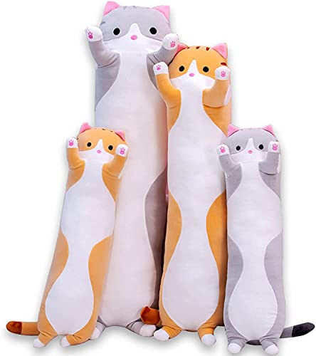 Cute Gray Cat Plush Body Pillow for Kids