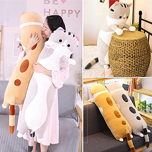 Cute Gray Cat Plush Body Pillow for Kids