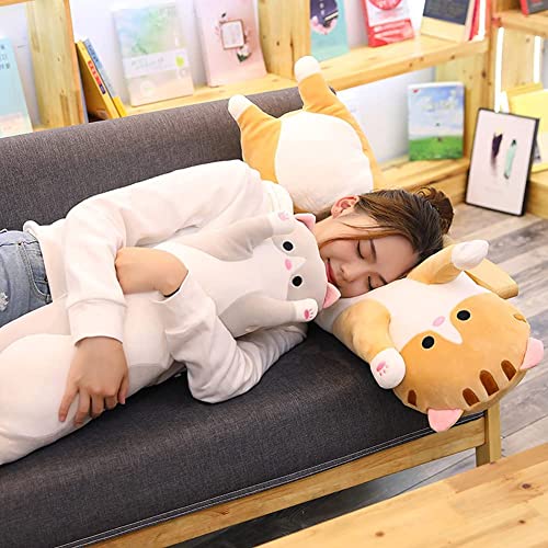 Cute Gray Cat Plush Body Pillow for Kids