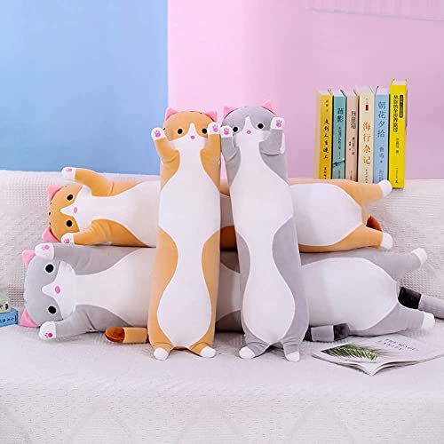 Cute Gray Cat Plush Body Pillow for Kids