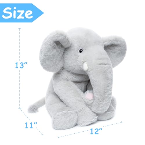 WEIGEDU 13" Gray Elephant Plush Toy for Kids
