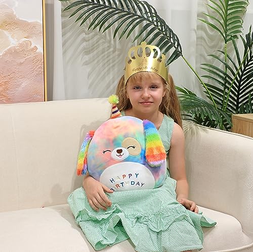 Easfan 12" Rainbow Puppy Plush Toy for Kids