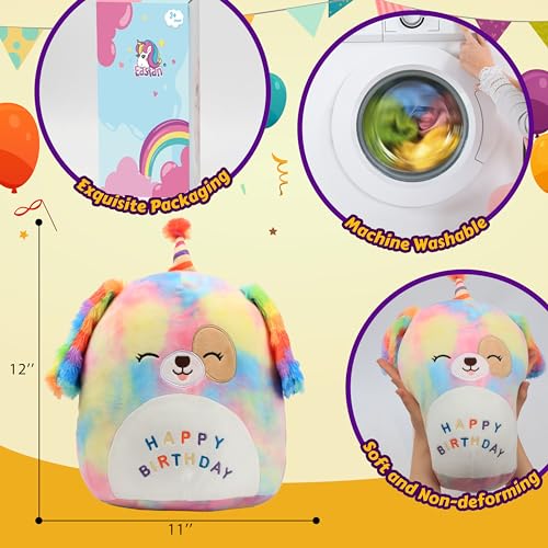 Easfan 12" Rainbow Puppy Plush Toy for Kids
