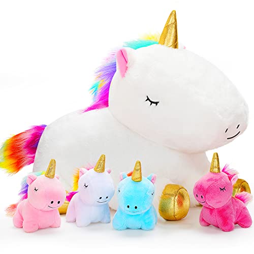 Unicorn Mommy Plush Toy Set with Baby Unicorns