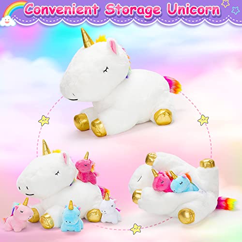 Unicorn Mommy Plush Toy Set with Baby Unicorns