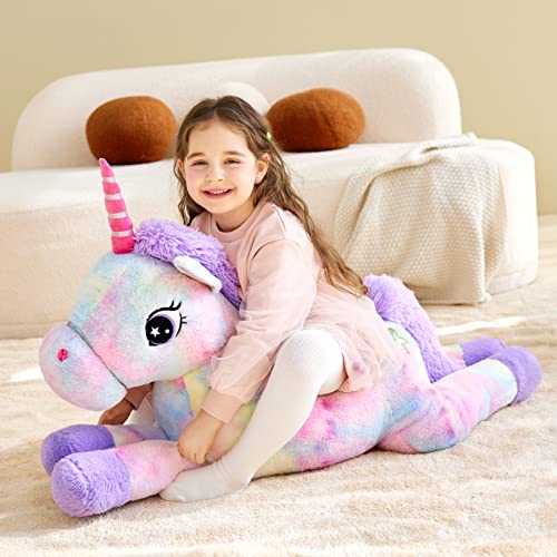 Giant Plush Unicorn Toy - 43 Inches Multicolored