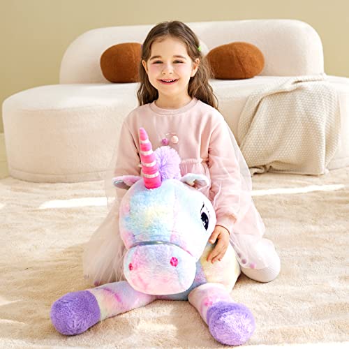 Giant Plush Unicorn Toy - 43 Inches Multicolored