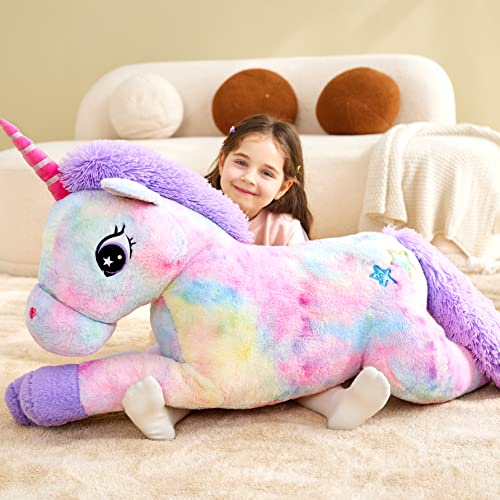Giant Plush Unicorn Toy - 43 Inches Multicolored