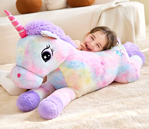Giant Plush Unicorn Toy - 43 Inches Multicolored