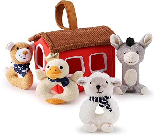 Plush Baby Rattle Farm Animal Toy Set