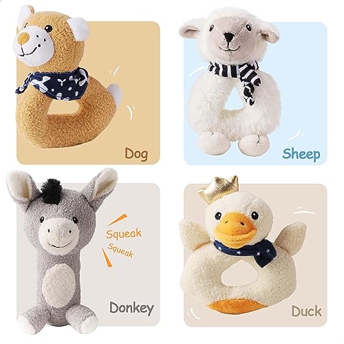 Plush Baby Rattle Farm Animal Toy Set