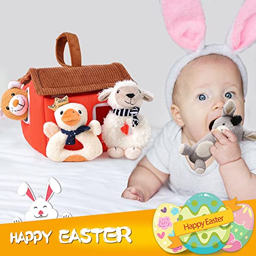 Plush Baby Rattle Farm Animal Toy Set