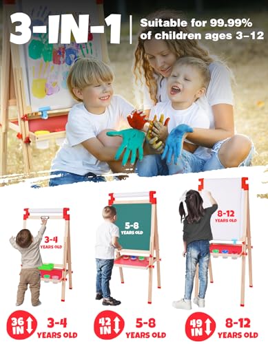 Wooden Magnetic Double-Sided Art Easel for Kids