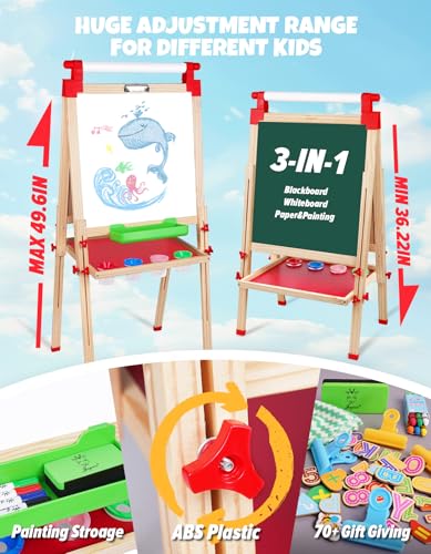 Wooden Magnetic Double-Sided Art Easel for Kids
