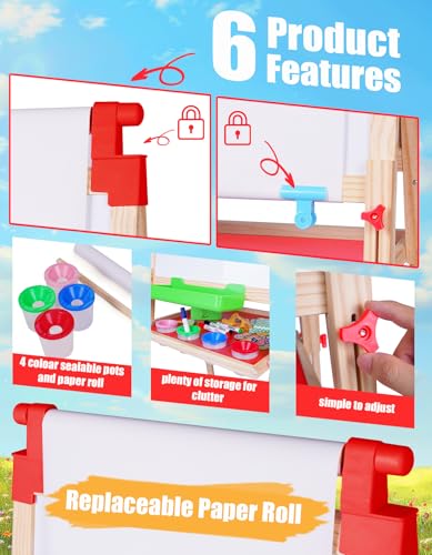 Wooden Magnetic Double-Sided Art Easel for Kids