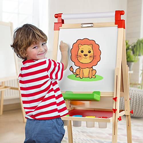 Wooden Magnetic Double-Sided Art Easel for Kids