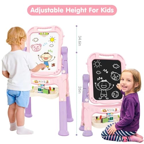 Adjustable Kids Art Easel with Magnetic Board