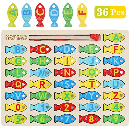 Magnetic Wooden Fishing Game for Toddlers