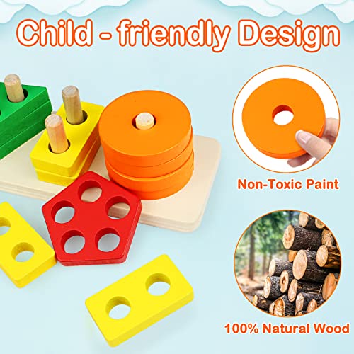 Montessori Wooden Sorting & Stacking Toys for Toddlers