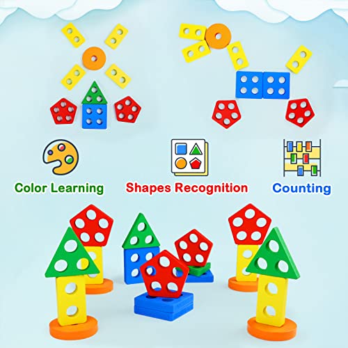 Montessori Wooden Sorting & Stacking Toys for Toddlers