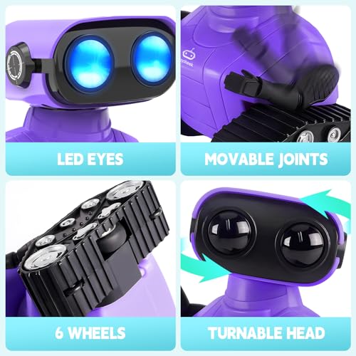 Playsheek Rechargeable Remote Control Emo Robot Toy Purple