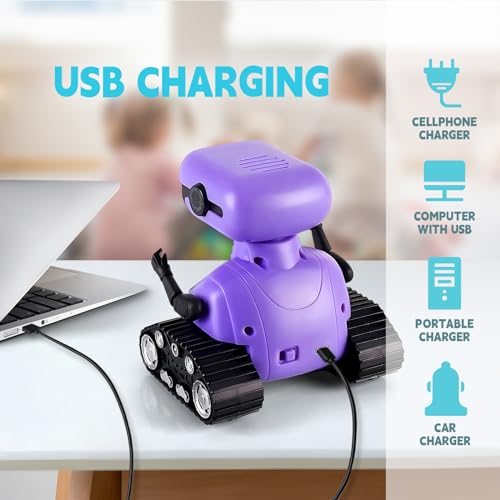 Playsheek Rechargeable Remote Control Emo Robot Toy Purple