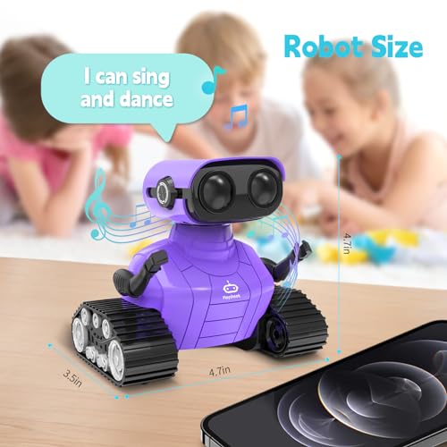 Playsheek Rechargeable Remote Control Emo Robot Toy Purple