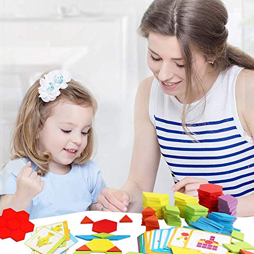 LovesTown 209 PCS Wooden Geometric Pattern Blocks