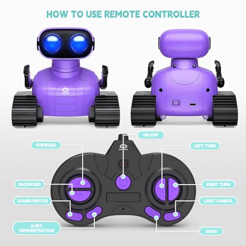 Playsheek Rechargeable Remote Control Emo Robot Toy Purple