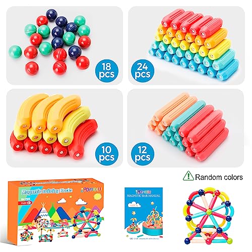 64-Piece Magnetic Building Blocks STEM Educational Toy
