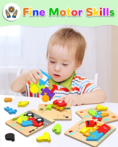 Wooden Vehicle Shape Puzzles for Toddlers