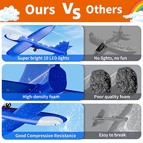 3-Pack LED Foam Airplane Toy Gliders