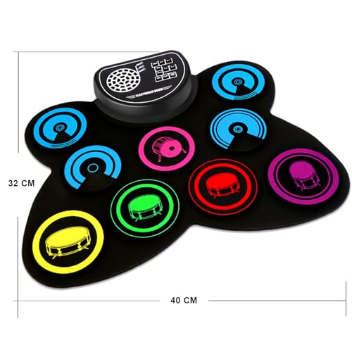 9-Pad Roll-Up Electric Drum Set for Kids Gift