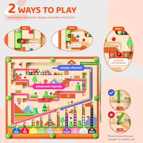 Magnetic Color and Number Maze Puzzle for Kids
