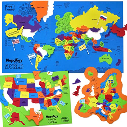 Imagimake Mapology USA & World Map Puzzle