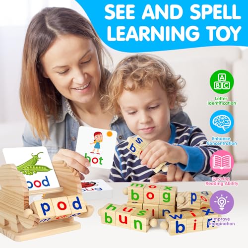 Educational CVC Wood Blocks and Flash Cards