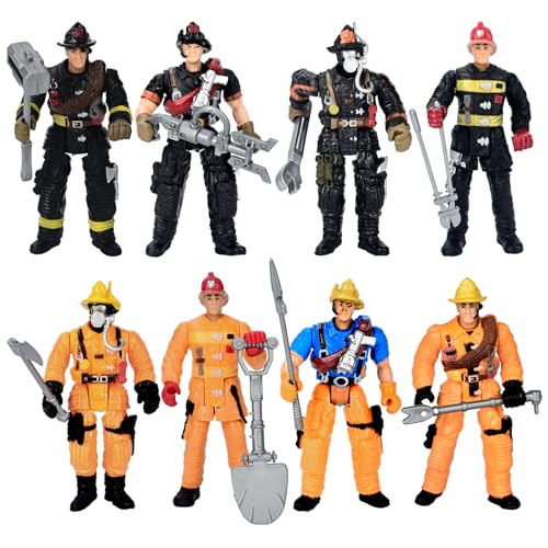 HAPTIME 8-Piece Firefighter Action Figures Set