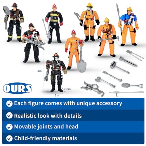HAPTIME 8-Piece Firefighter Action Figures Set