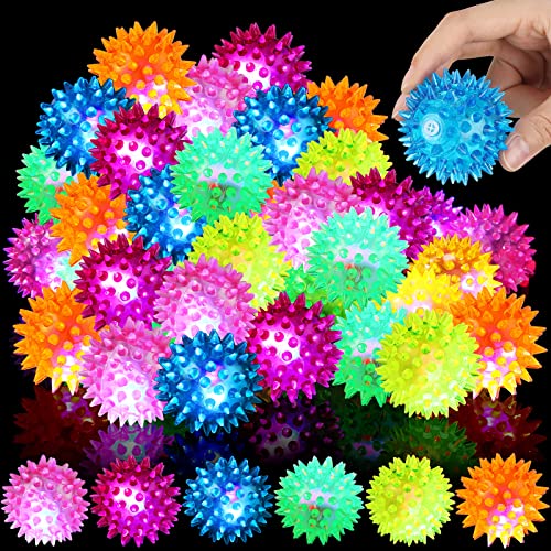 60 Pack LED Light Up Spiky Rubber Balls