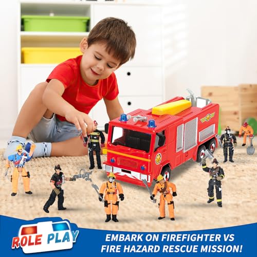 HAPTIME 8-Piece Firefighter Action Figures Set