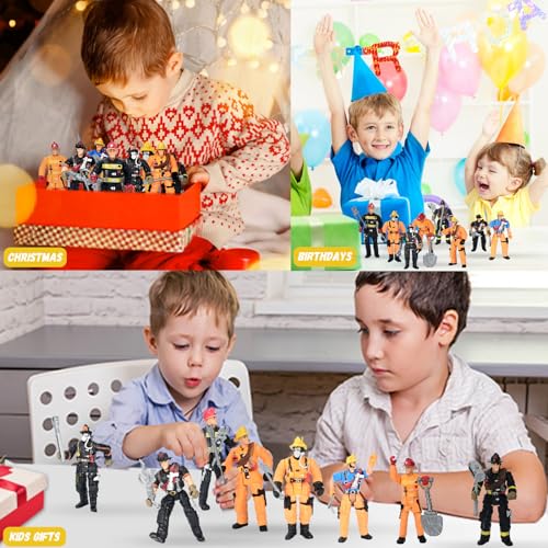HAPTIME 8-Piece Firefighter Action Figures Set