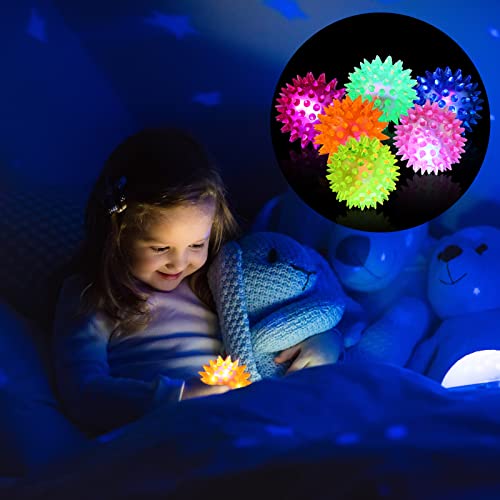60 Pack LED Light Up Spiky Rubber Balls
