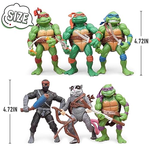 Turtle Action Figures 6-Pack for Kids' Fun