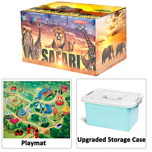 Safari Animal Figurines Playset with Activity Mat