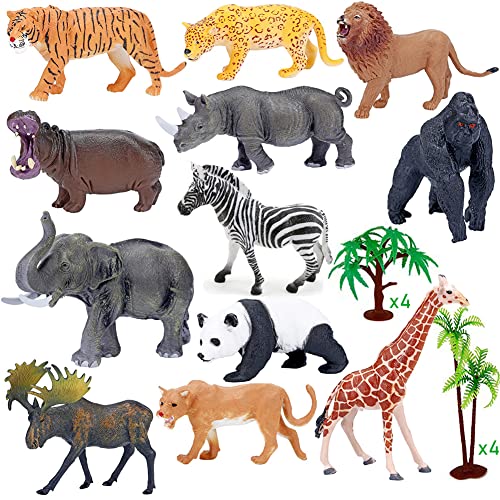 Safari Animal Figurines Playset with Activity Mat