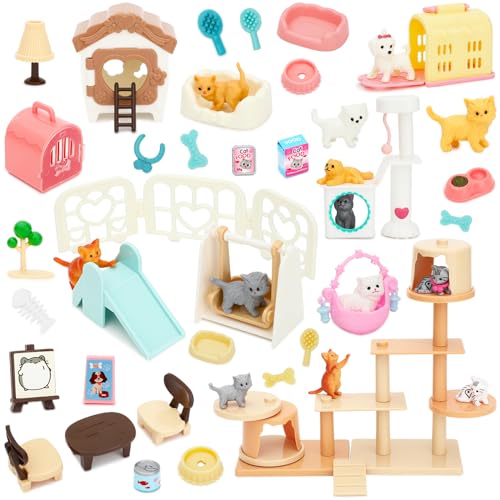 Realistic Cat Figurine Playset for Kids